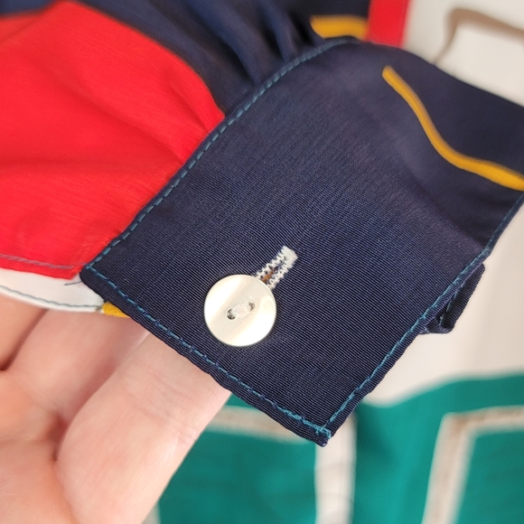 Sen Meei 80's Color Block Picasso Art Inspired Blouse Women's See Measurements - Picture 5 of 12